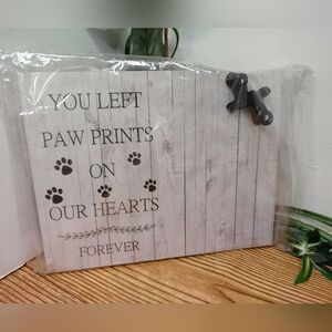 You Left Paw Prints On Our Hearts Wood Plaque With Picture Holder 8.5x6.5 In